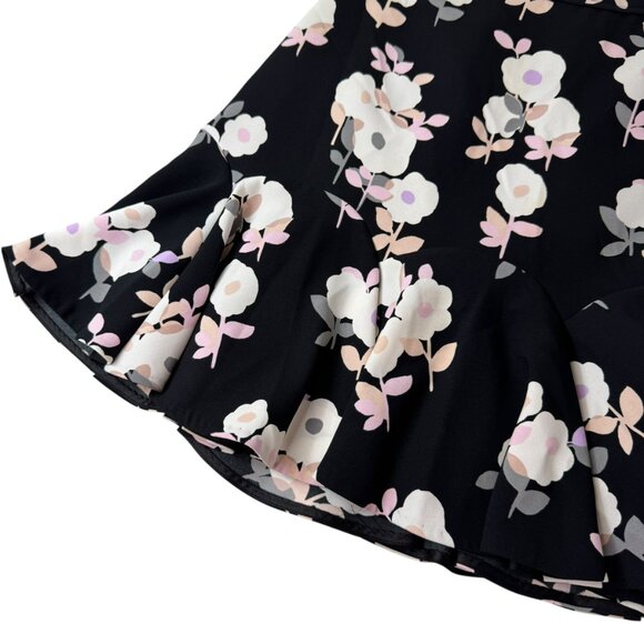 Kate Spade New York Black Floral Ruffle Hem Skirt Size 2 - Picture 7 of 8